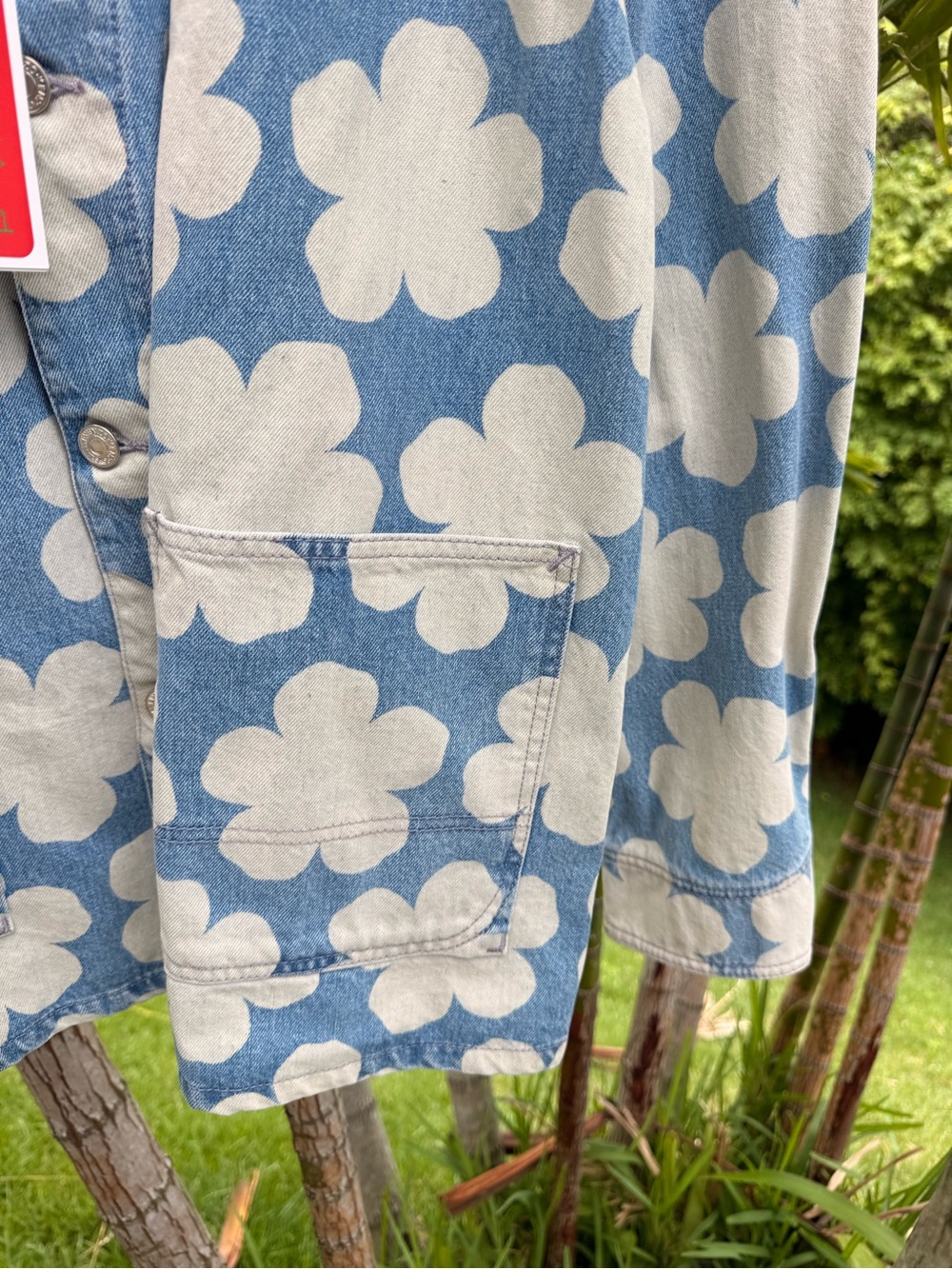 Kenzo Blue and Cream Floral Patchwork Button-Down Shirt Jacket - Picture 8 of 11
